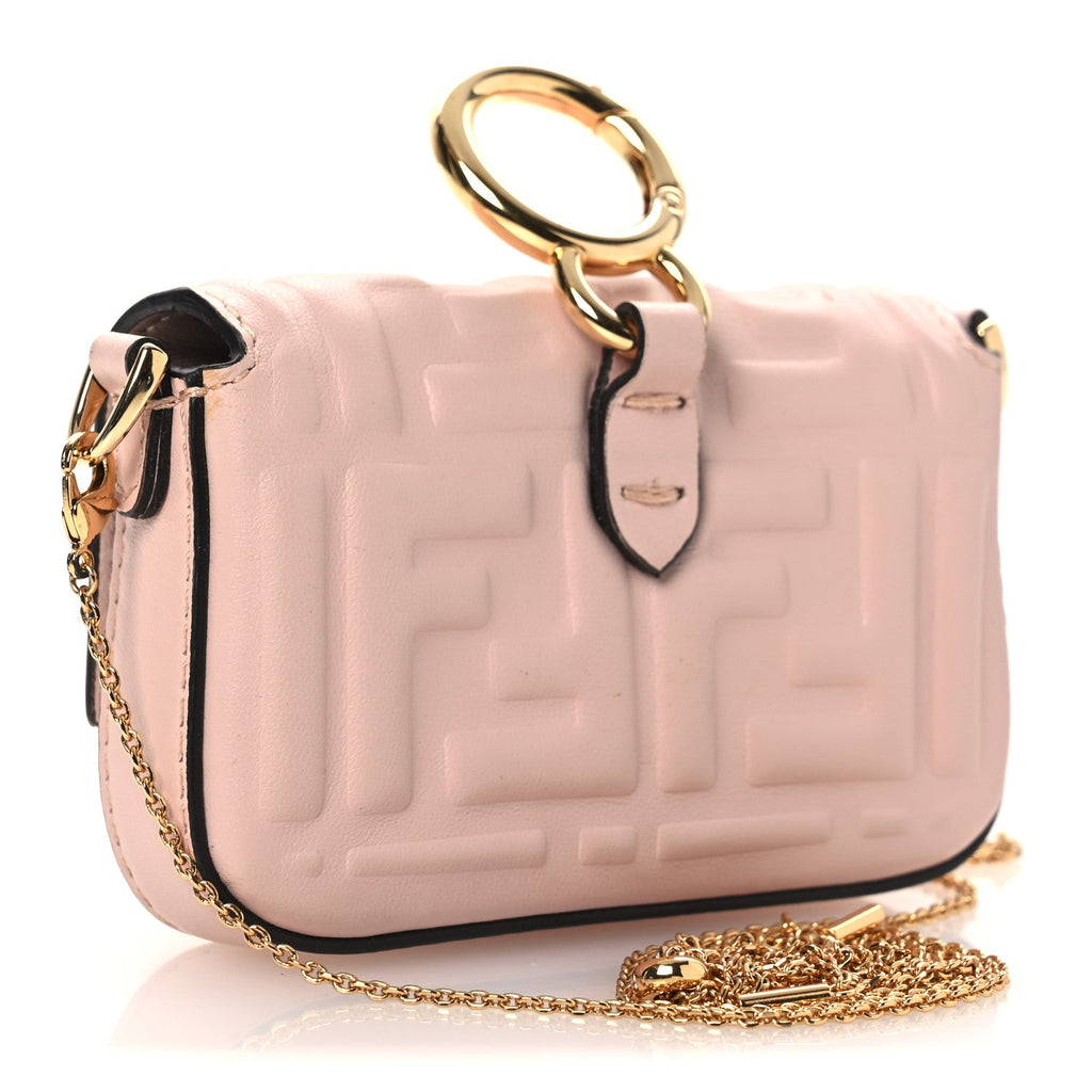 Nappa Matisse FF Embossed Nano Baguette Charm Rosa Quarzo