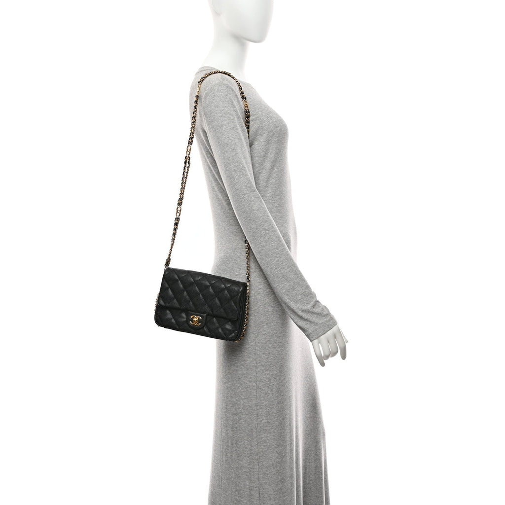 Caviar Quilted Mini CC You Flap Black