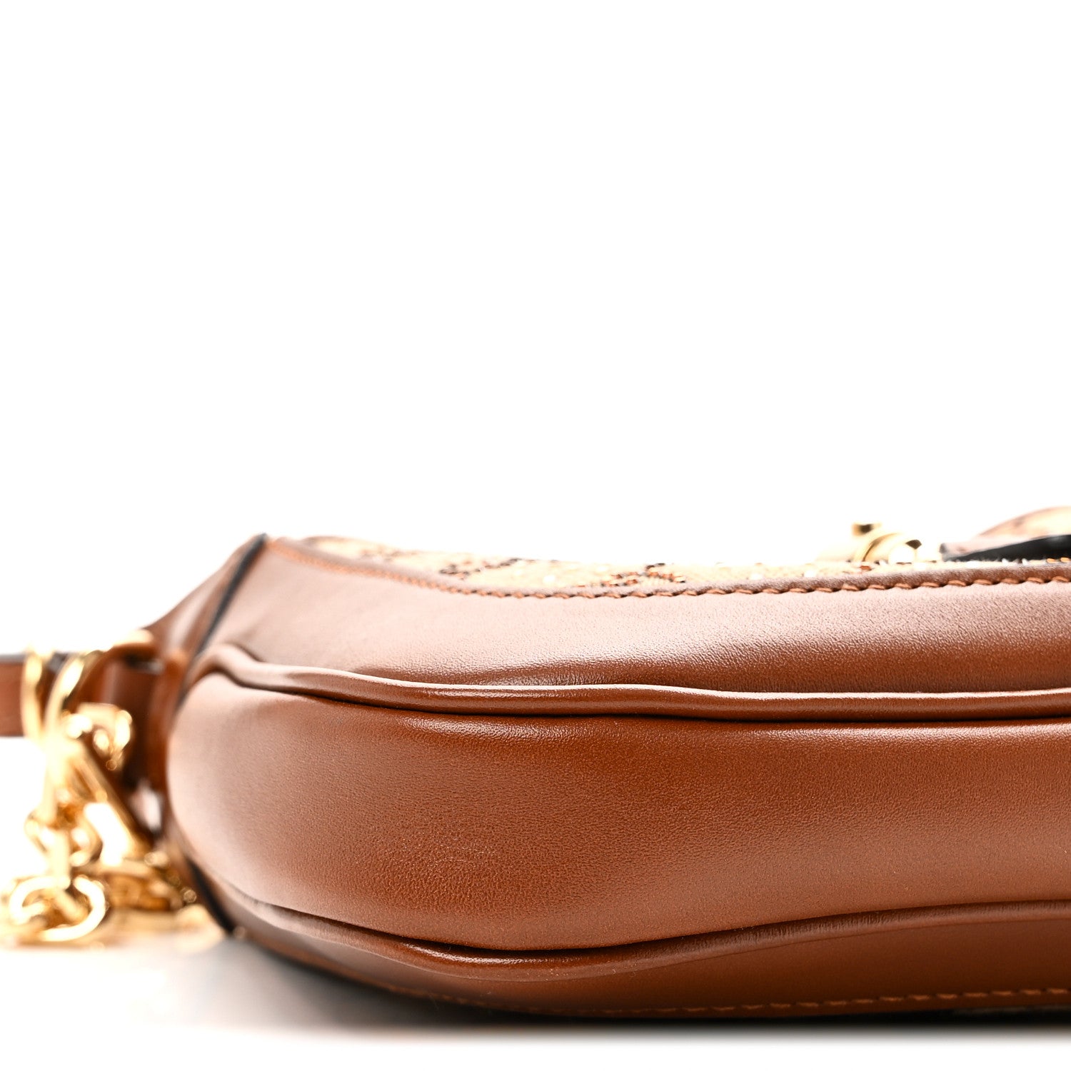 New Canvas Charisma Calfskin Crystal GG Monogram Mini Jackie 1961 Hobo Camel Ebony