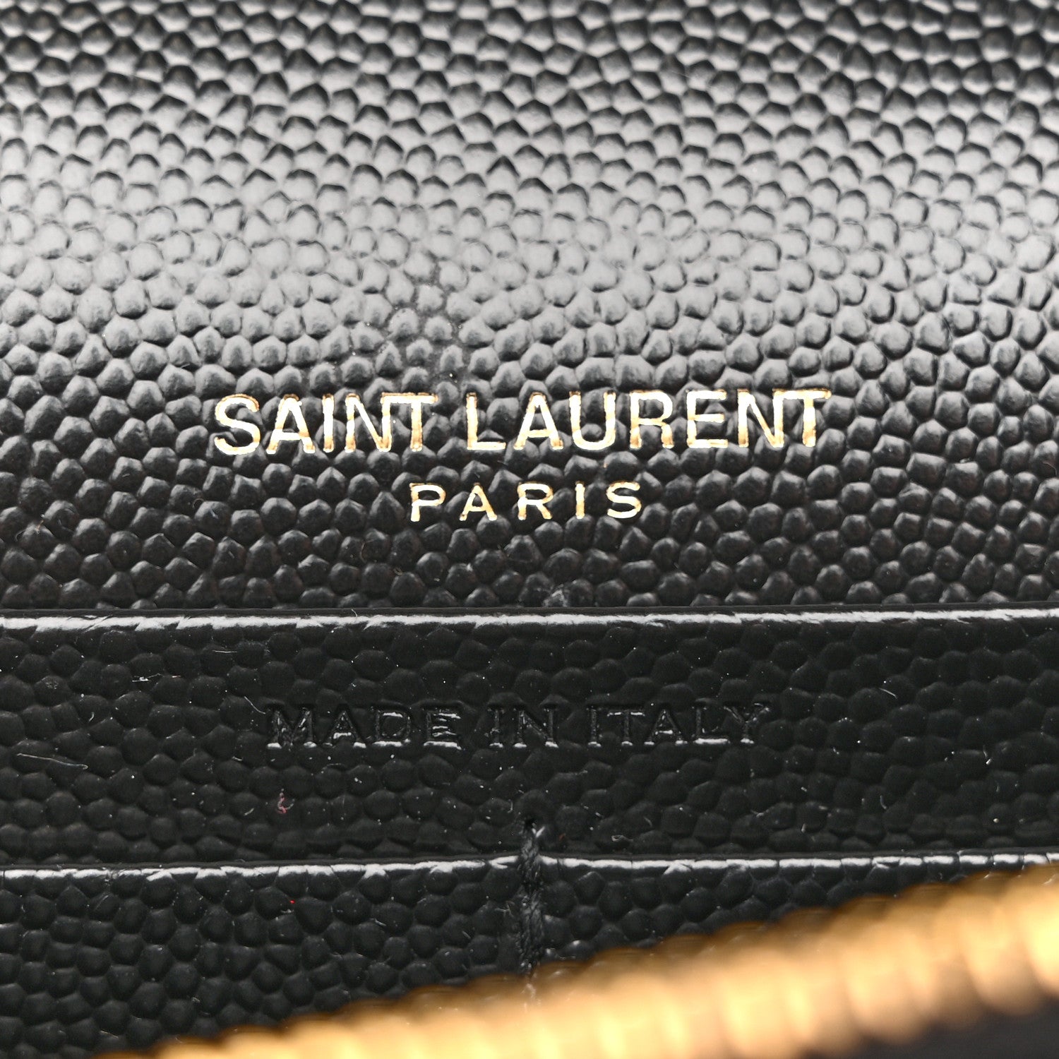 Grain De Poudre Matelasse Chevron Monogram Envelope Chain Wallet Black