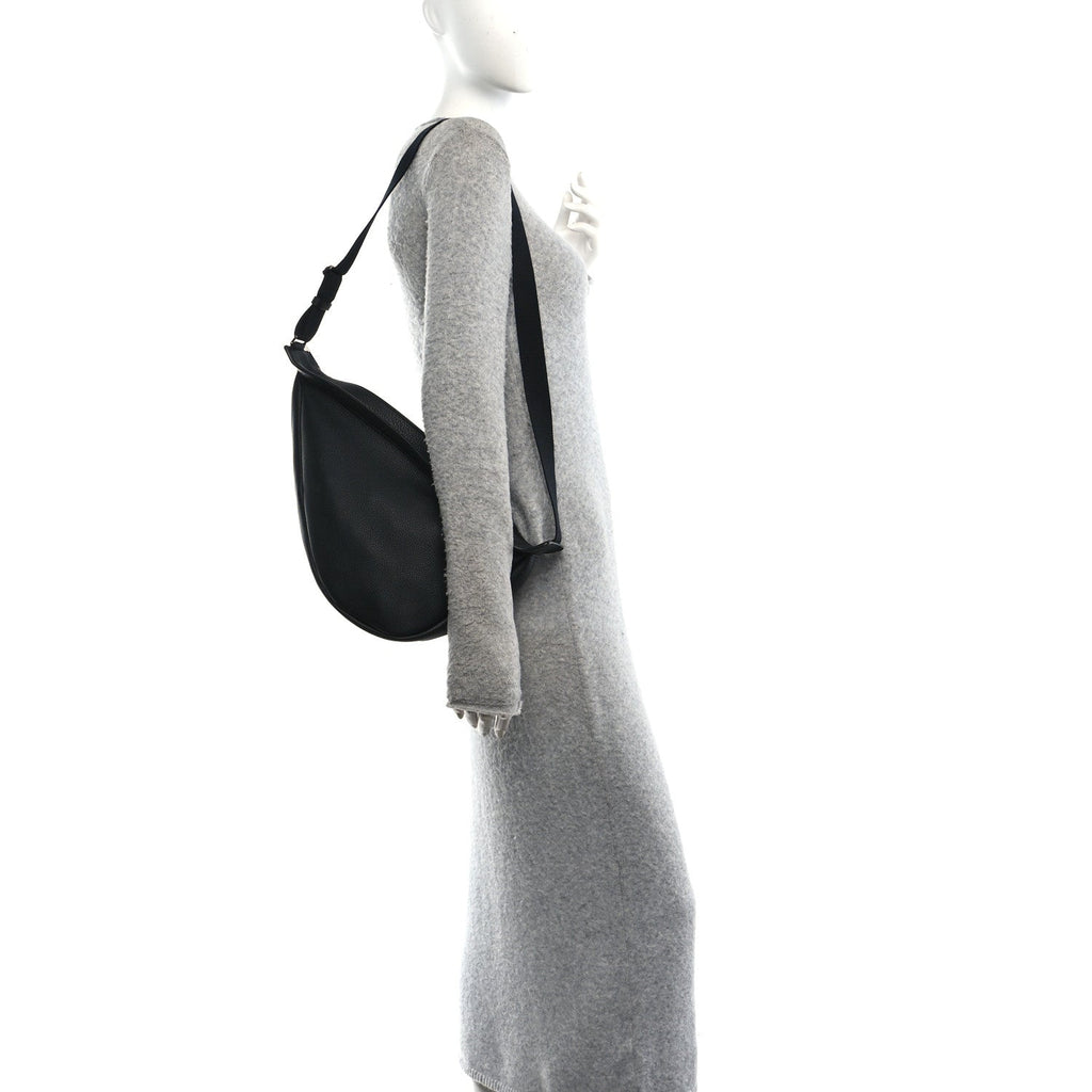 Grained Calfskin Large Slouchy Banana Bag Black