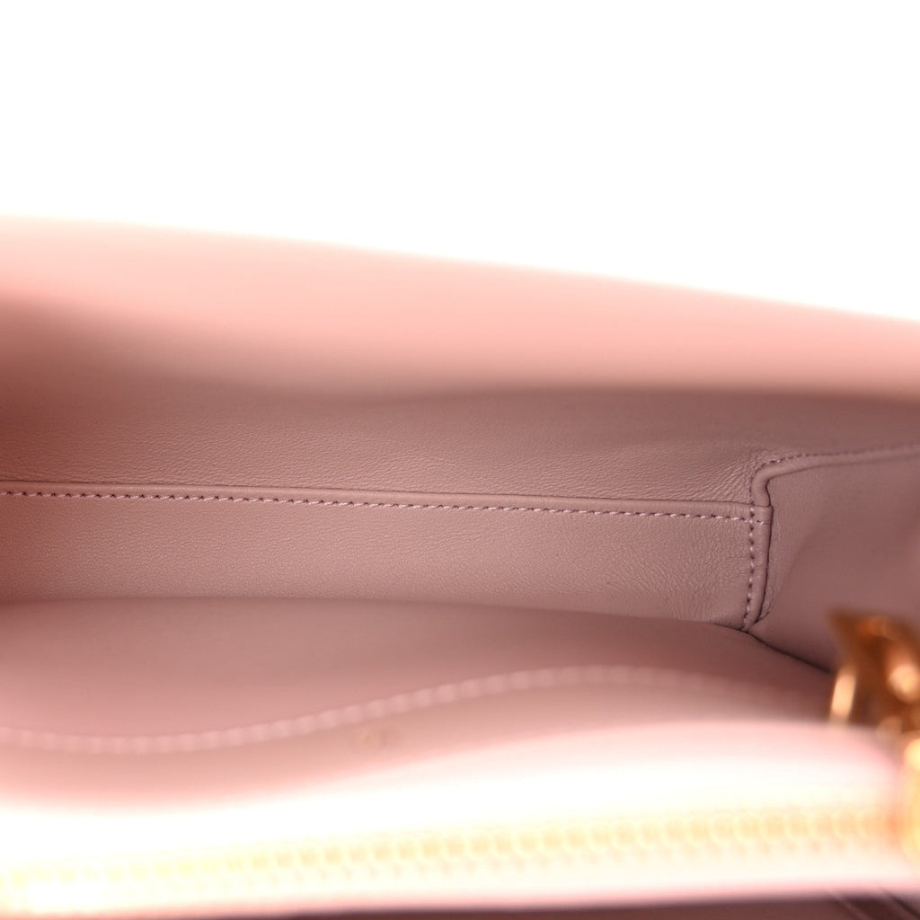 Satinated Calfskin Mini 16 Top Handle Bag Bleached Pink
