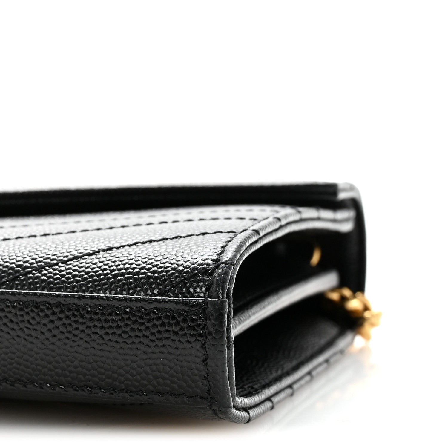 Grain De Poudre Matelasse Chevron Monogram Chain Wallet Black