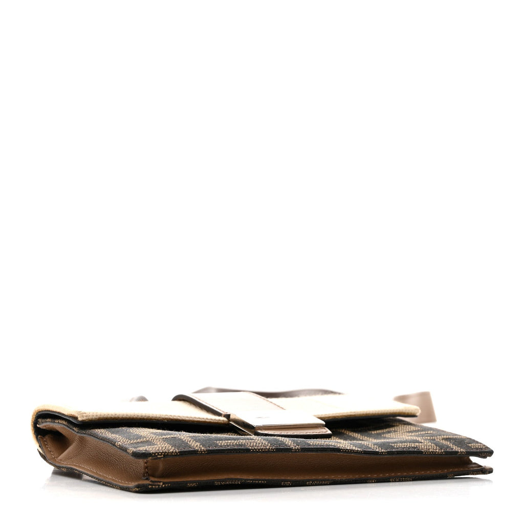 Fabric Jacquard Canvas Vitello Grace Pequin FF 1974 Baguette Belt Pouch Tobacco Moro Grezzo Sand
