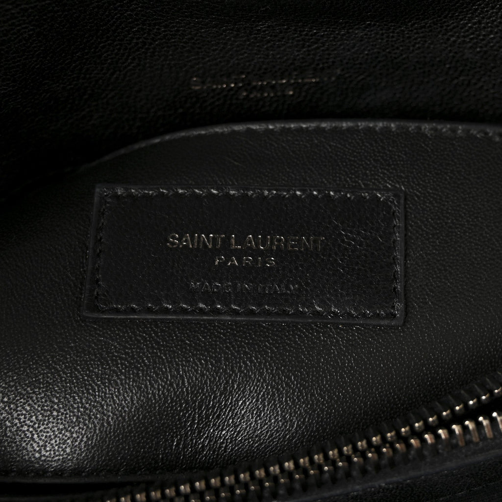 Sheepskin Matelasse Chevron Monogram Medium College Bag Black