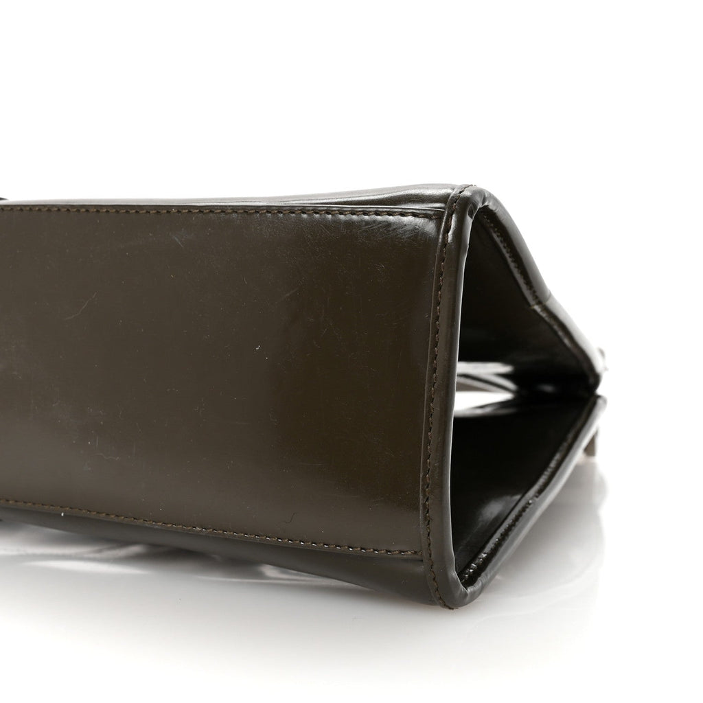 Patent Bardot Shoulder Bag Olive Green