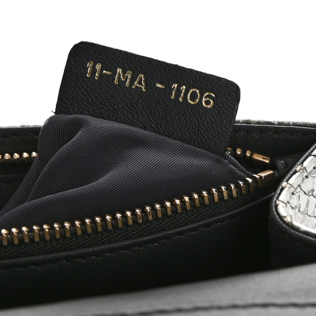 Snakeskin Diorama Wallet on Chain Pouch Silver