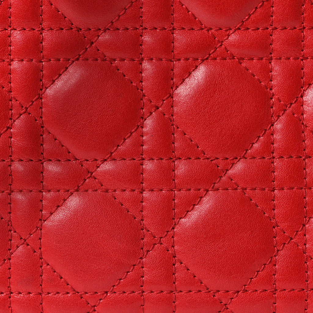 Lambskin Cannage Medium Lady Dior Red