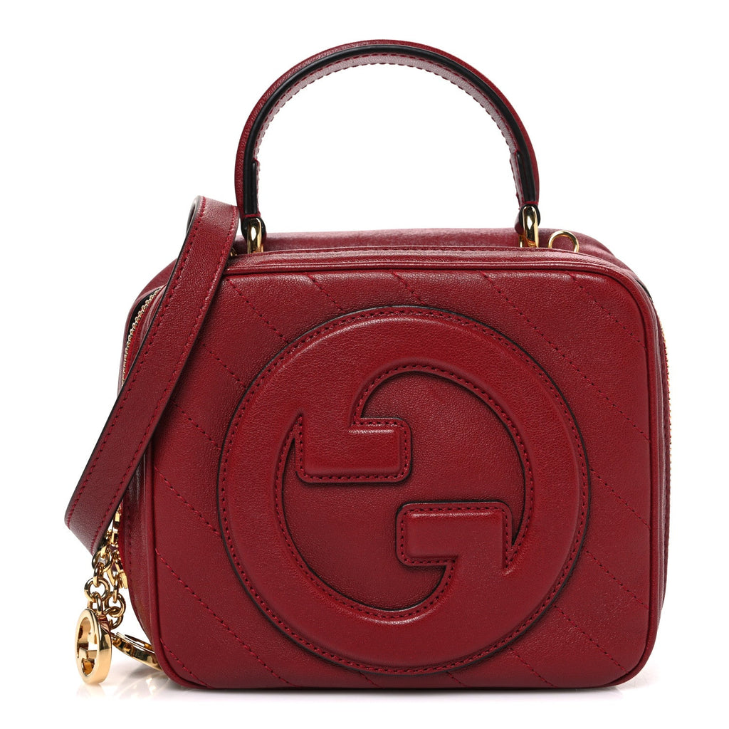 Sakai Be Green Calfskin Diagonal Stitched Blondie Top Handle Bag Rosso