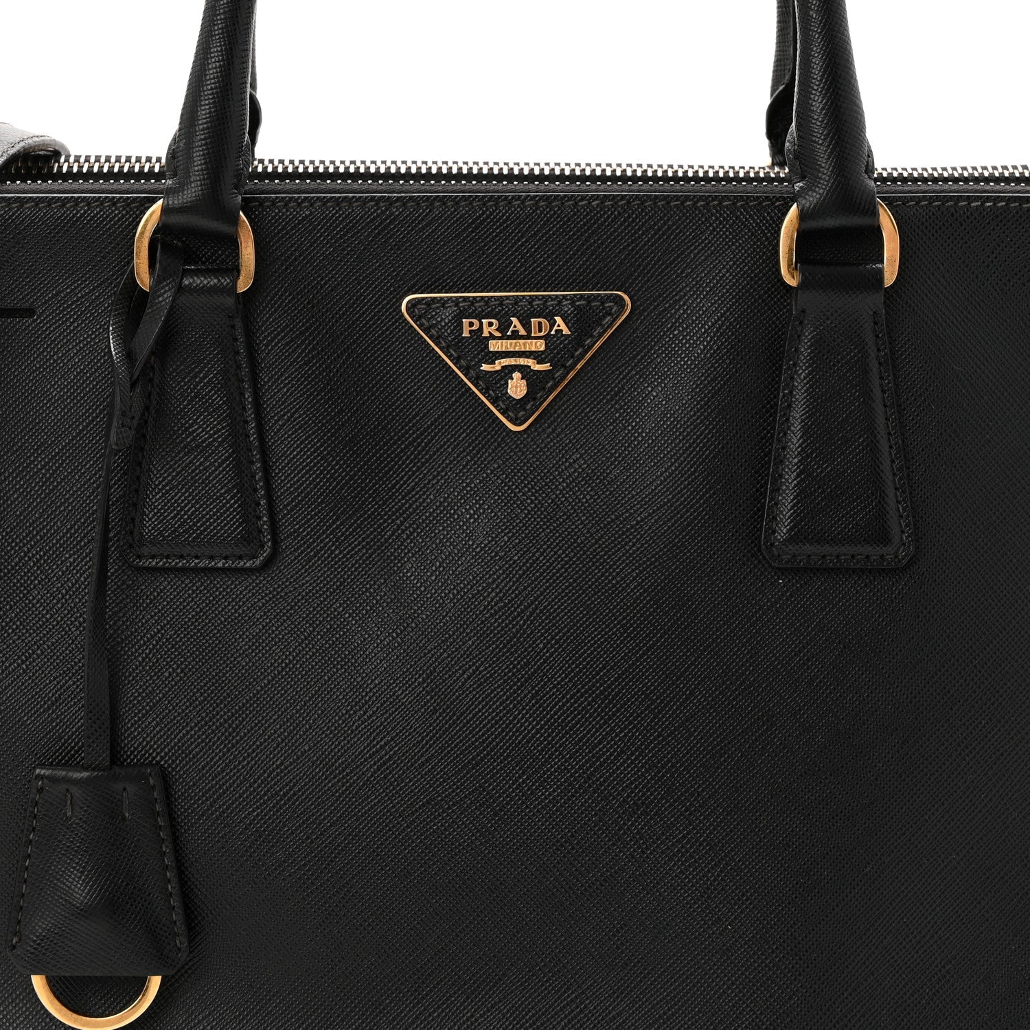 Saffiano Medium Galleria Double Zip Tote Black