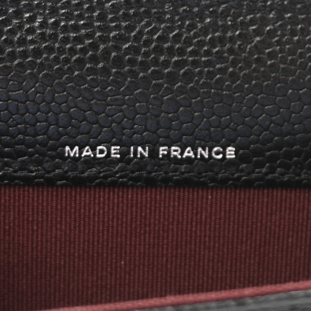Caviar Quilted Flap  Holder Wallet Black
