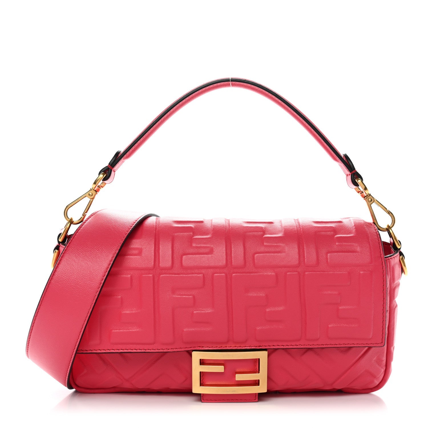 Nappa FF 1974 Embossed Baguette Rosa Fluo
