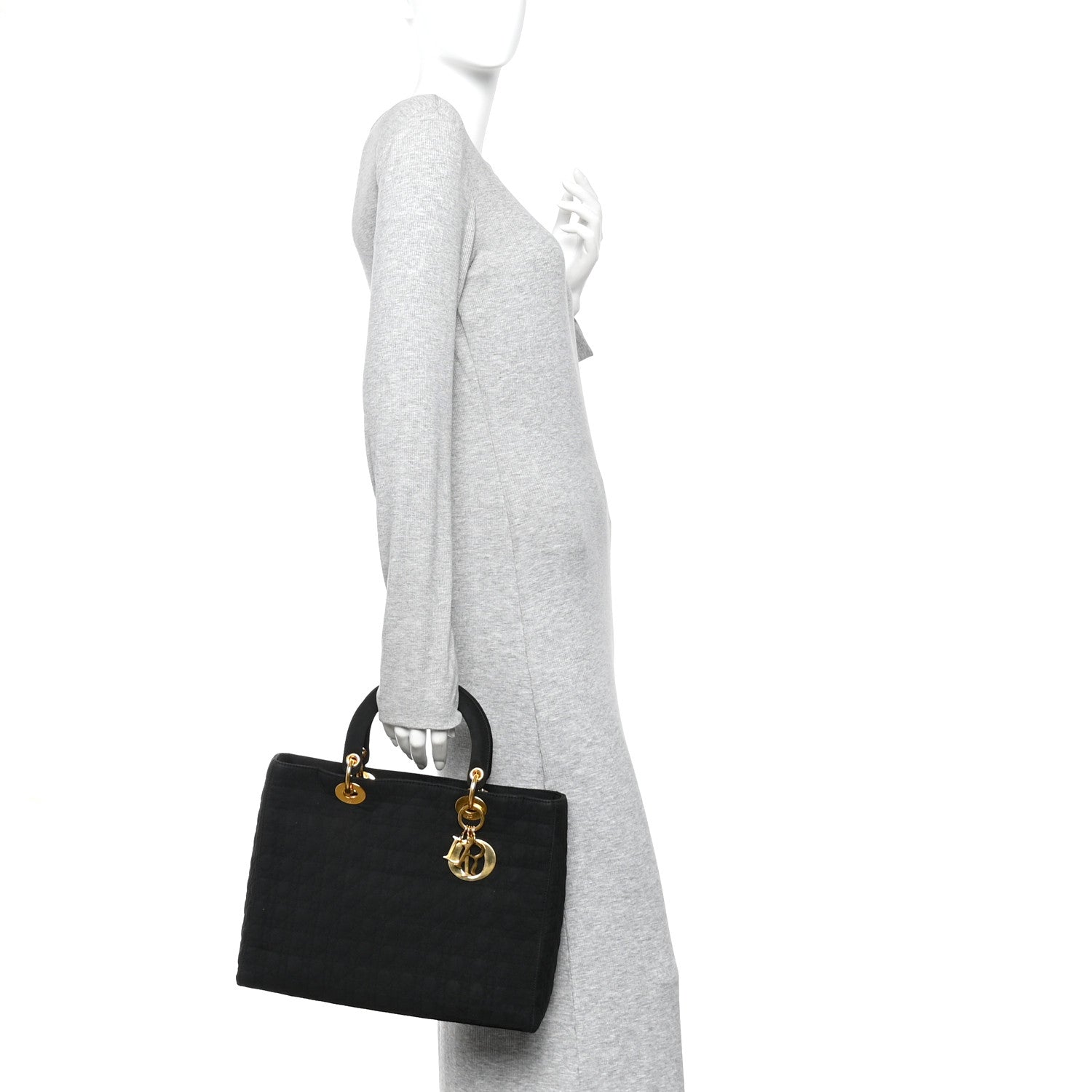 Nylon Cannage Large Lady Dior Black