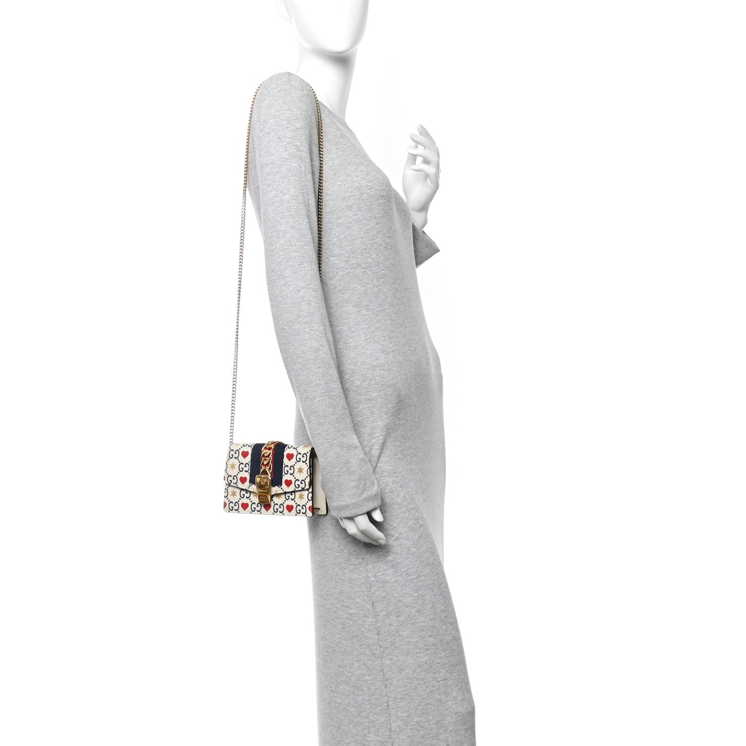 Textured Calfskin Valentine's Day Super Mini Sylvie Chain Shoulder Bag Ivory