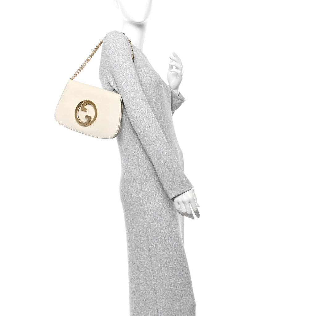 Roxy Calfskin Blondie Chain Shoulder Flap Bag Mystic White