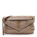 Lambskin Quilted Small Loulou Puffer Monogram Chain Satchel Dark Beige