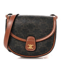 Canvas Calfskin Triomphe Mini Besace Tan