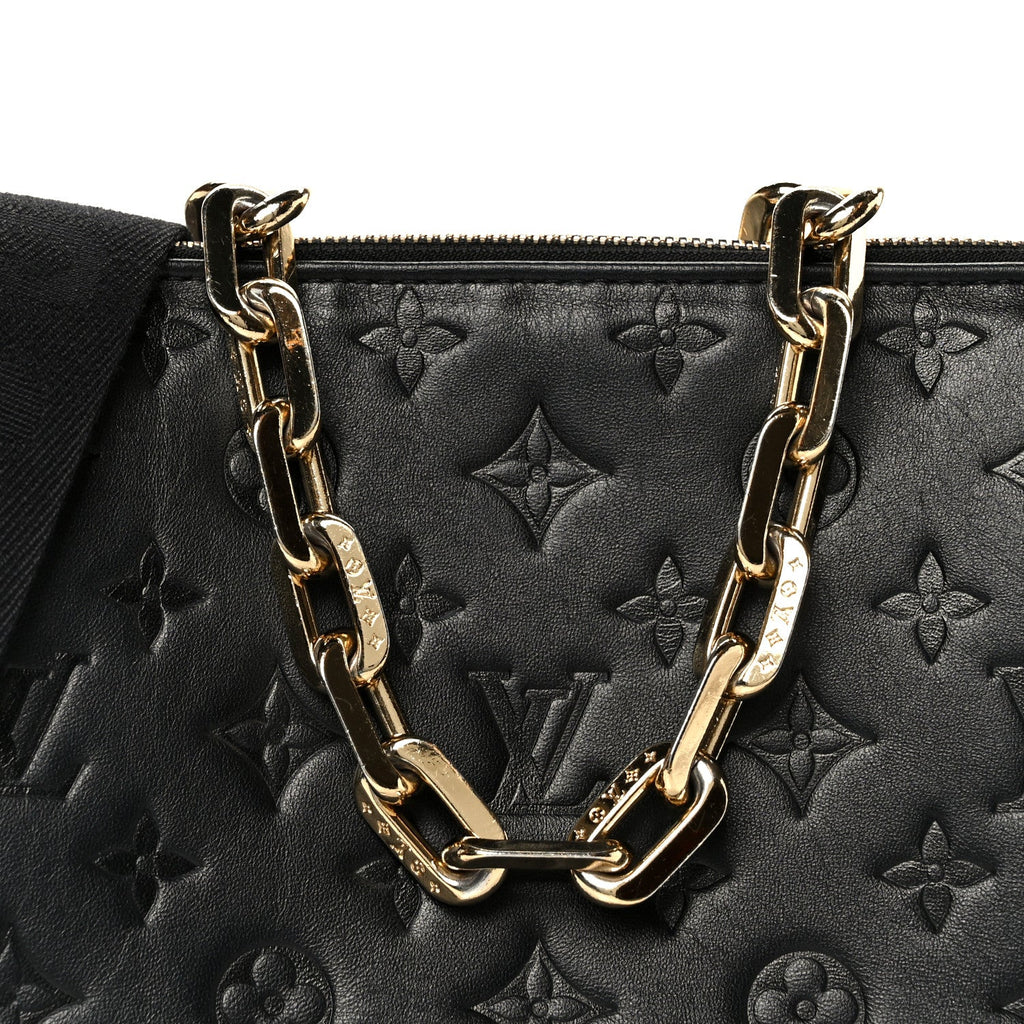 Lambskin Embossed Monogram Coussin PM Black