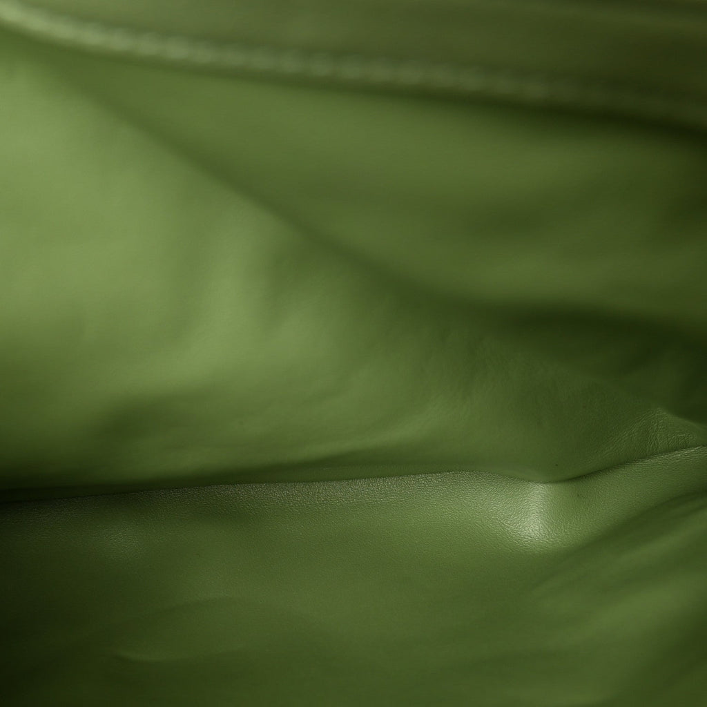 Roxy Calfskin Web Medium Blondie Top Handle Shoulder Flap Bag Salamander Green