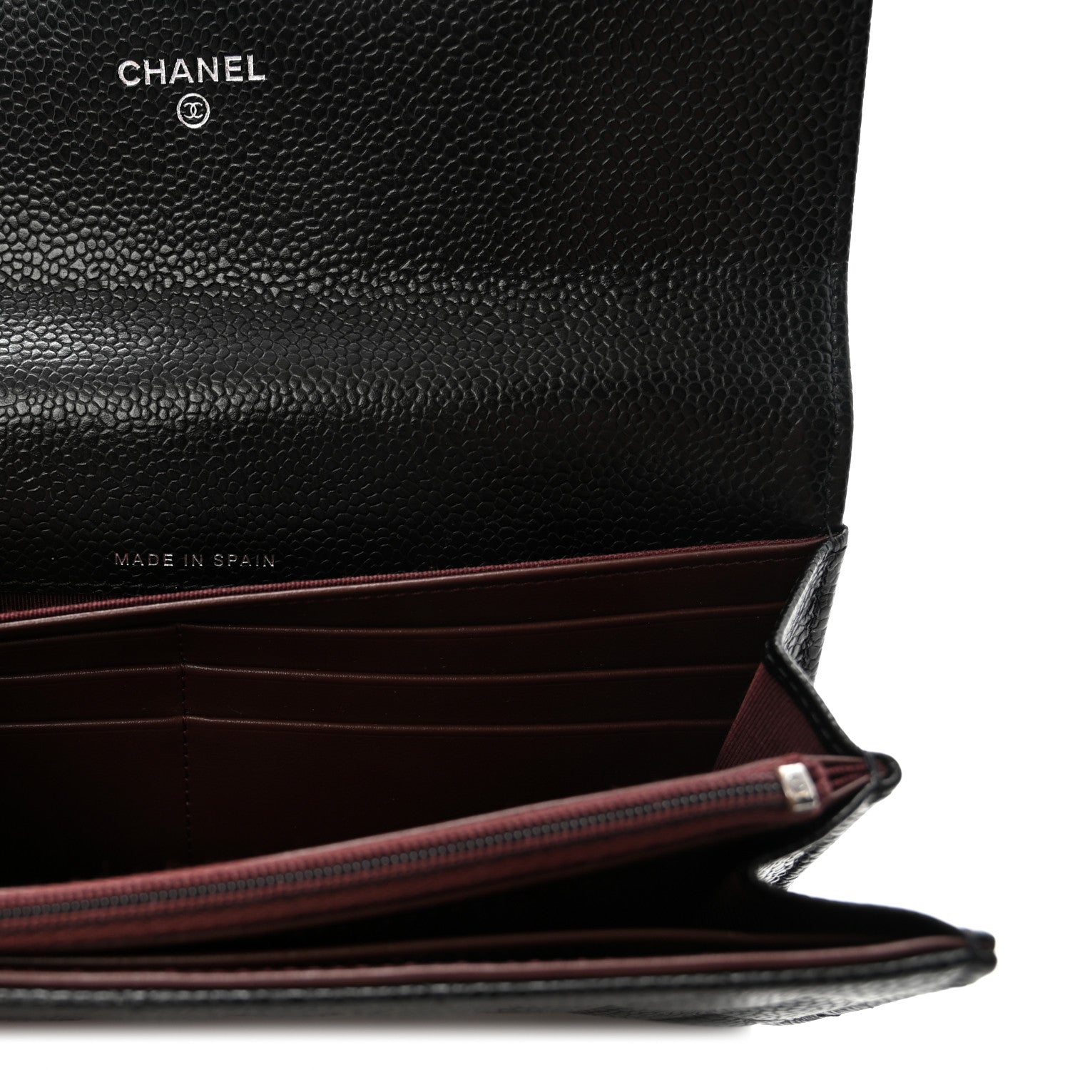 Caviar Quilted Large Gusset Flap Wallet Black