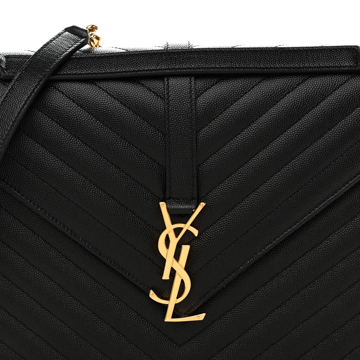 Grain De Poudre Matelasse Chevron Large Monogram Satchel Black