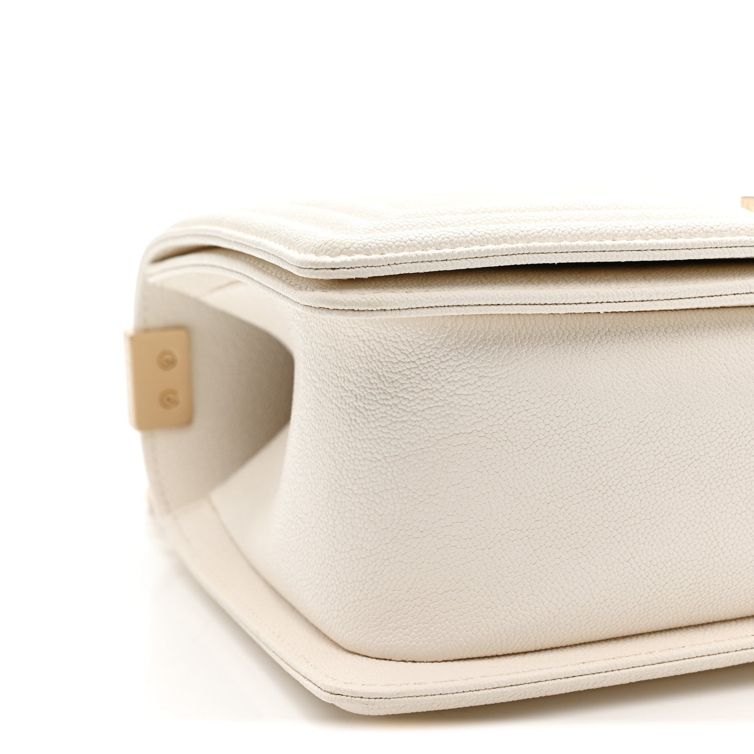 Caviar Chevron Quilted Medium Boy Flap White