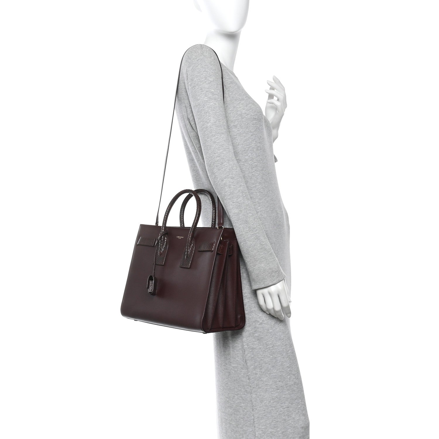Calfskin Snakeskin Small Sac De Jour Burgundy