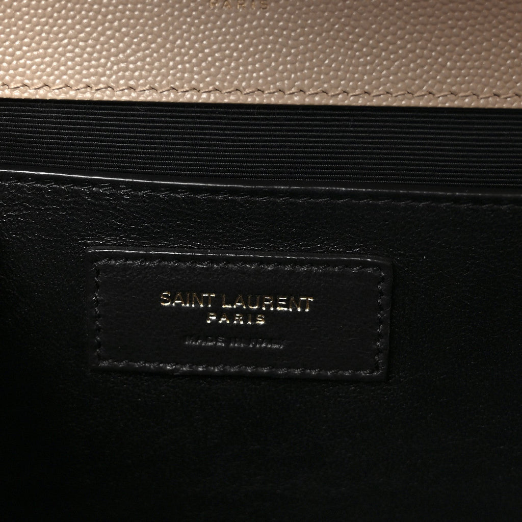 Grain De Poudre Textured Mixed Matelasse Medium Triquilt Monogram Satchel Dark Beige