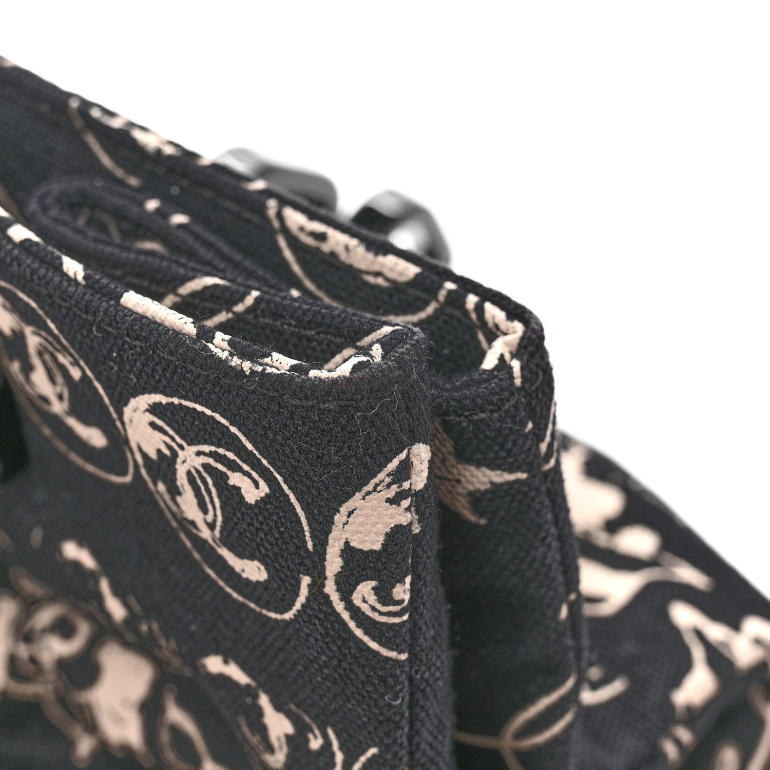 Canvas Camellia Flower Tote Black
