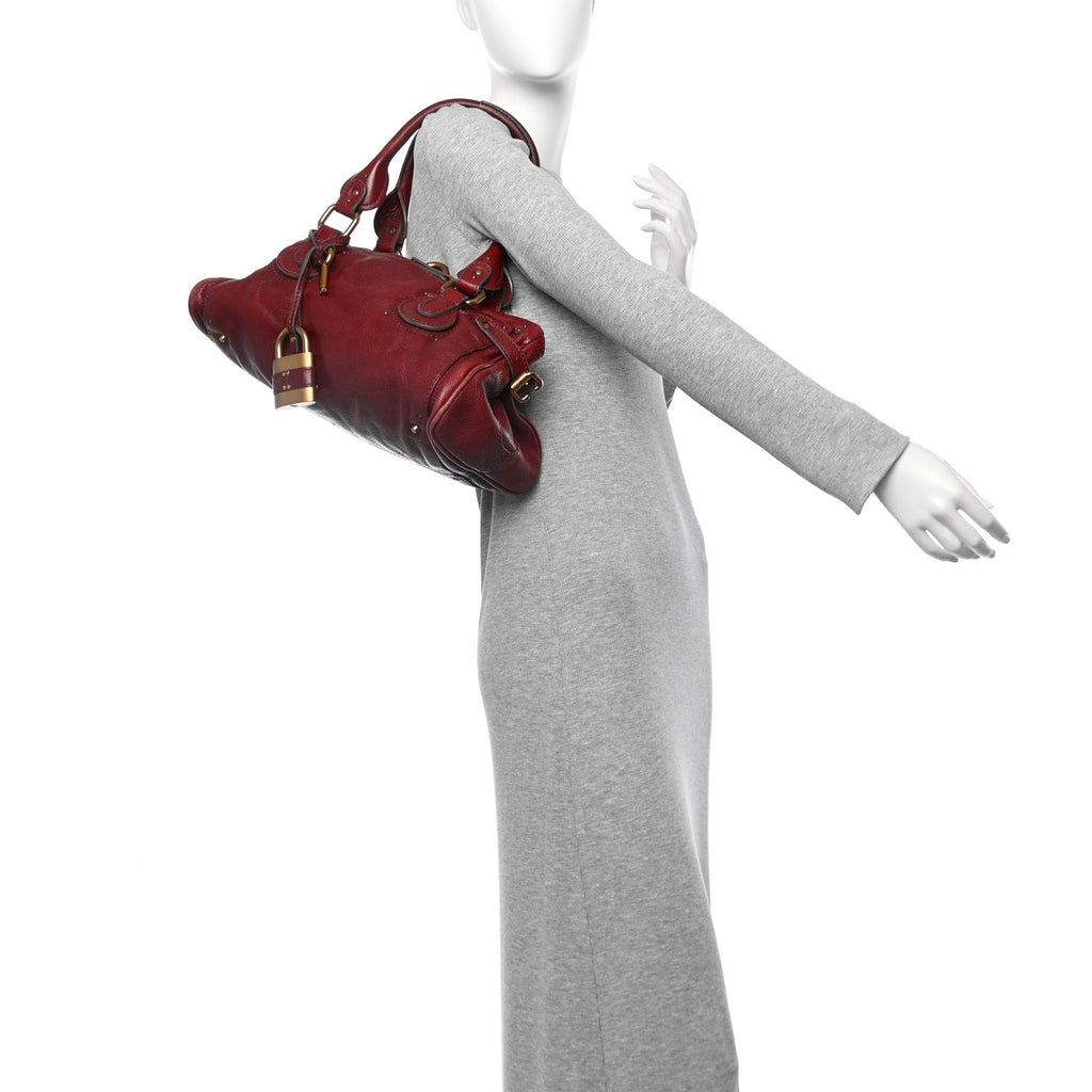 Calfskin Medium Paddington Satchel Dark Red