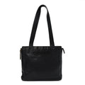 Caviar Embroidered Logo Shoulder Bag Black