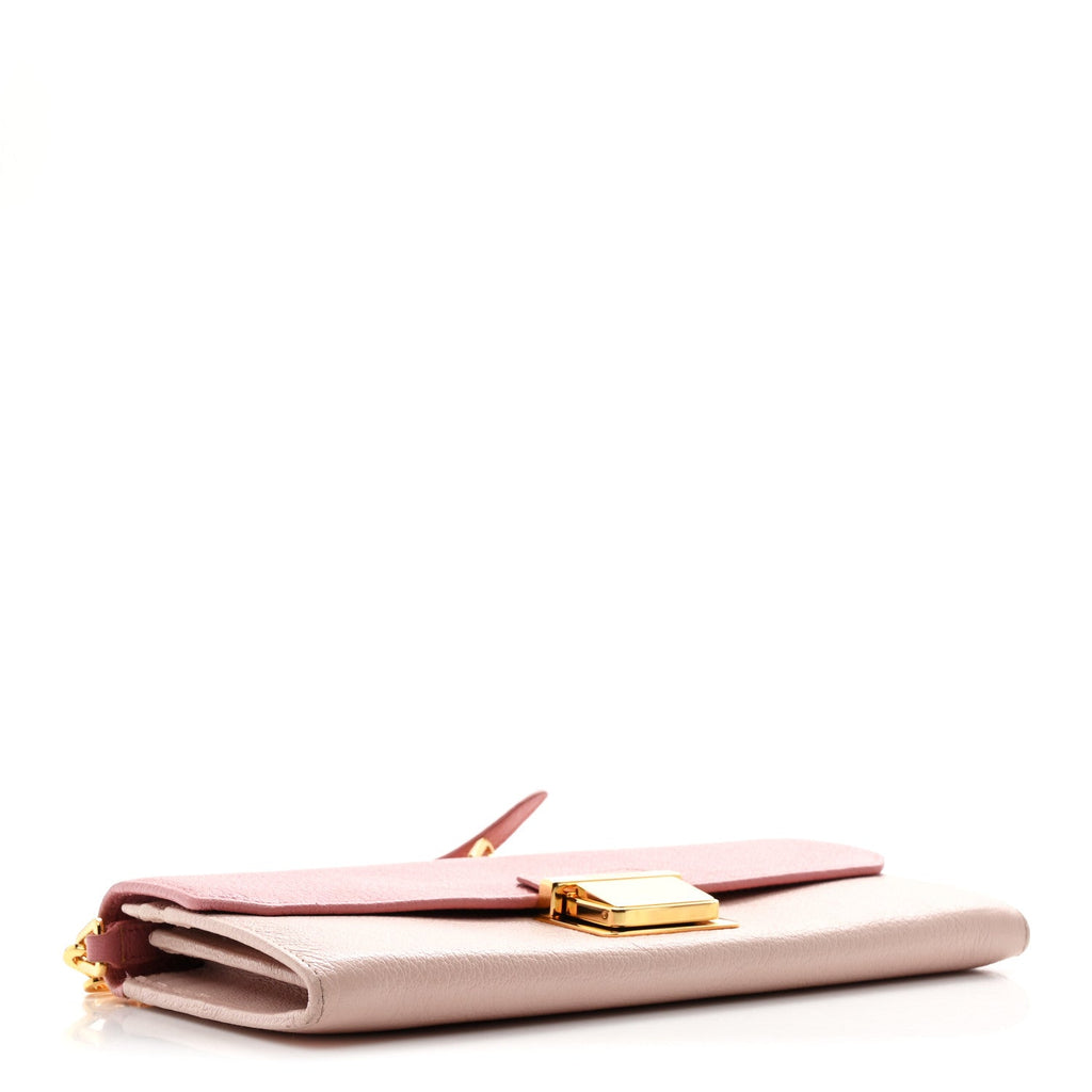 Goatskin Madras Bicolor Wallet On Chain Rosa Gemma