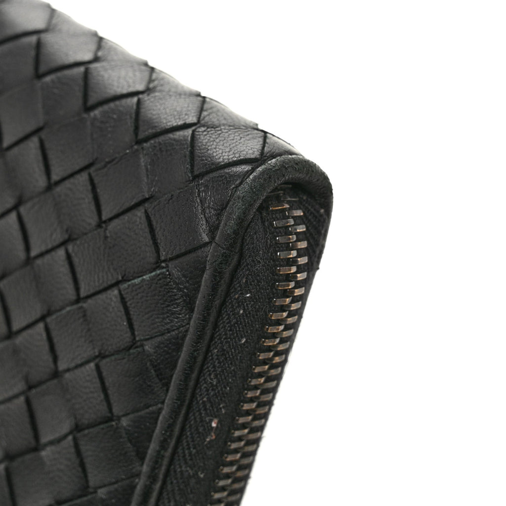 Nappa Intrecciato Zip Around Wallet Black