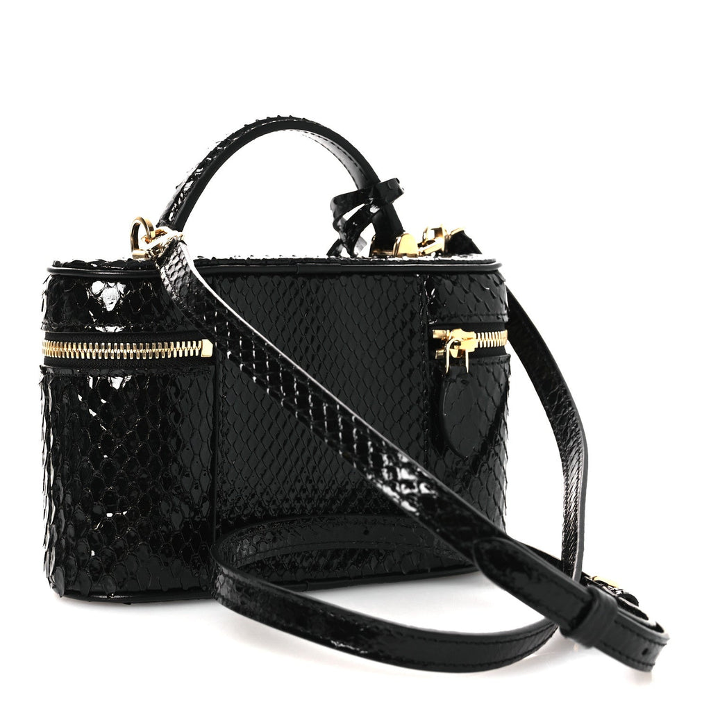 Snakeskin Vanity Pouch Black