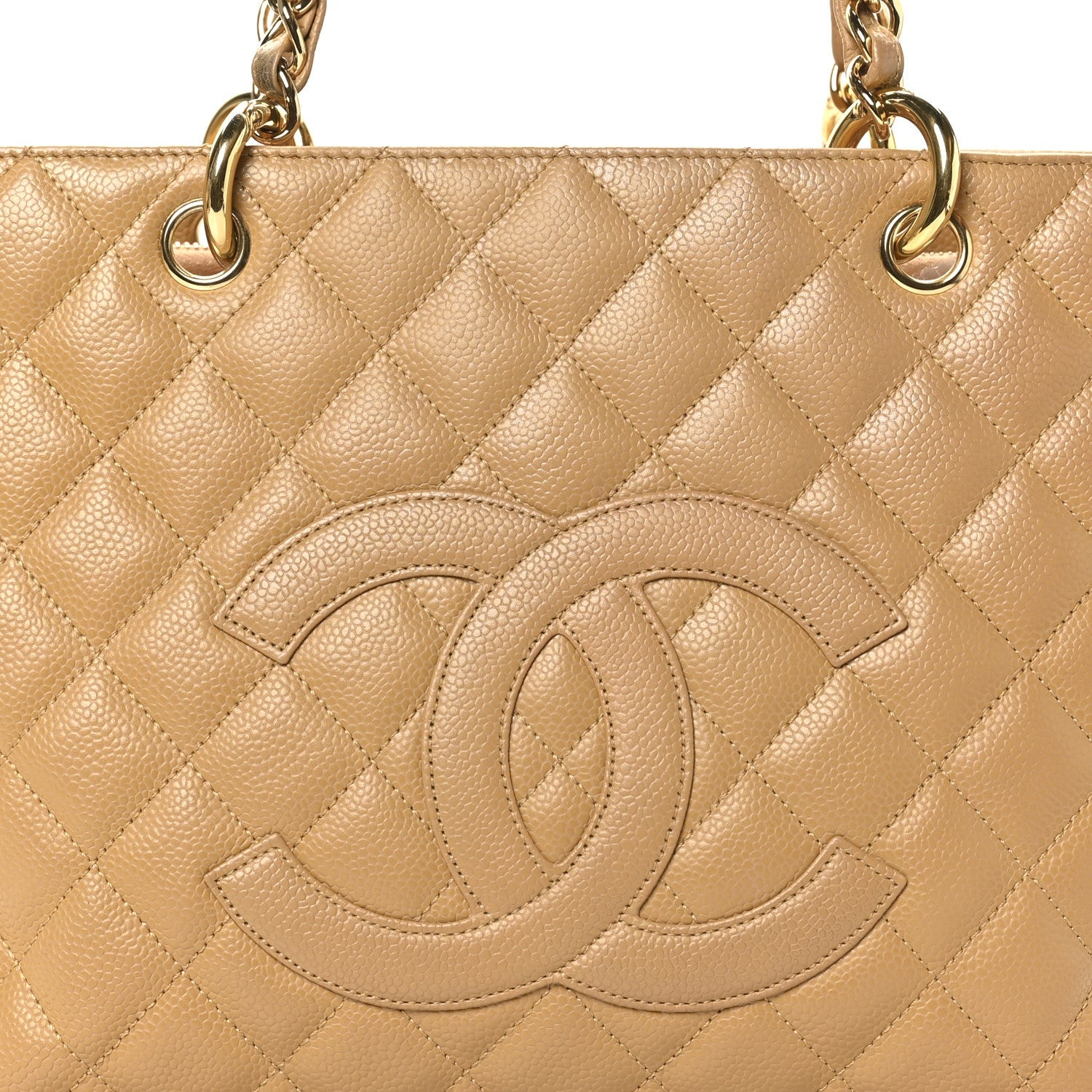 Caviar Quilted Grand Shopping Tote GST Beige