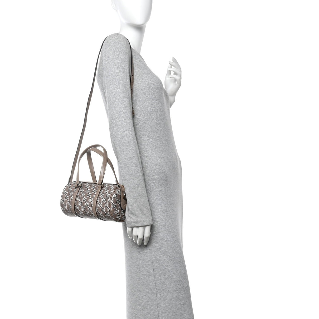 GG Shadow Monogram Ophidia Top Handle Bowler Bag Taupe