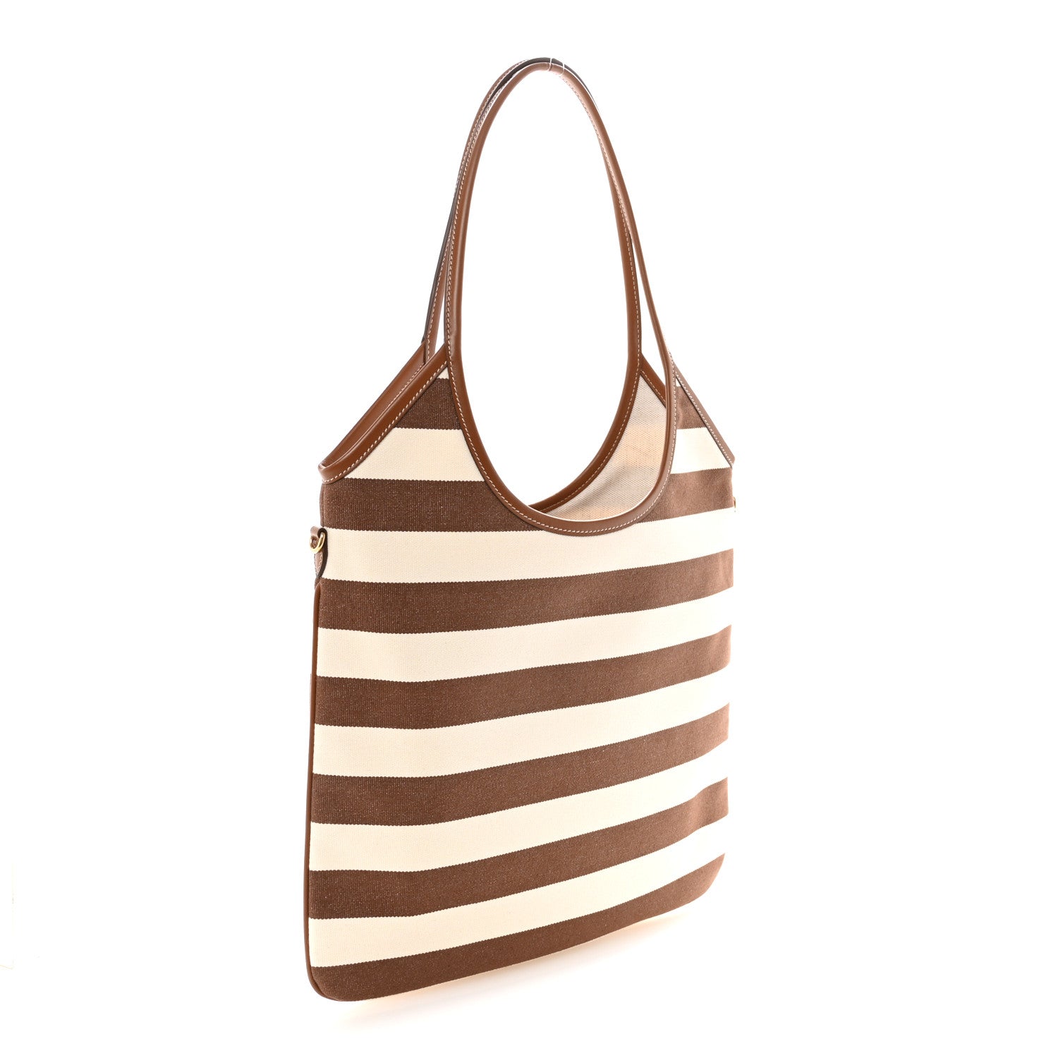 Canvas Calfskin Striped Ivy  Cacao Naturale
