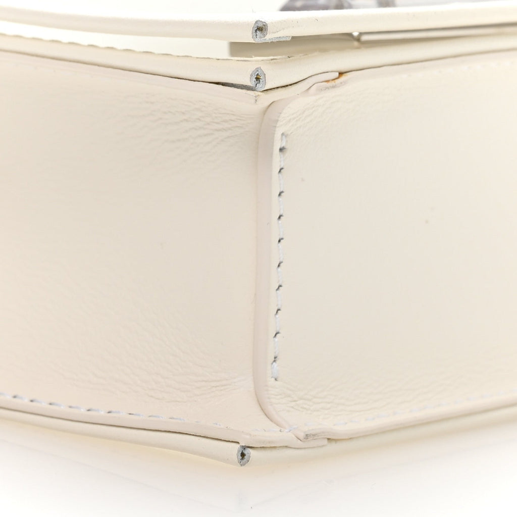 Polyurethane Calfskin Transparent Jeweled Knuckle Satchel Clear White
