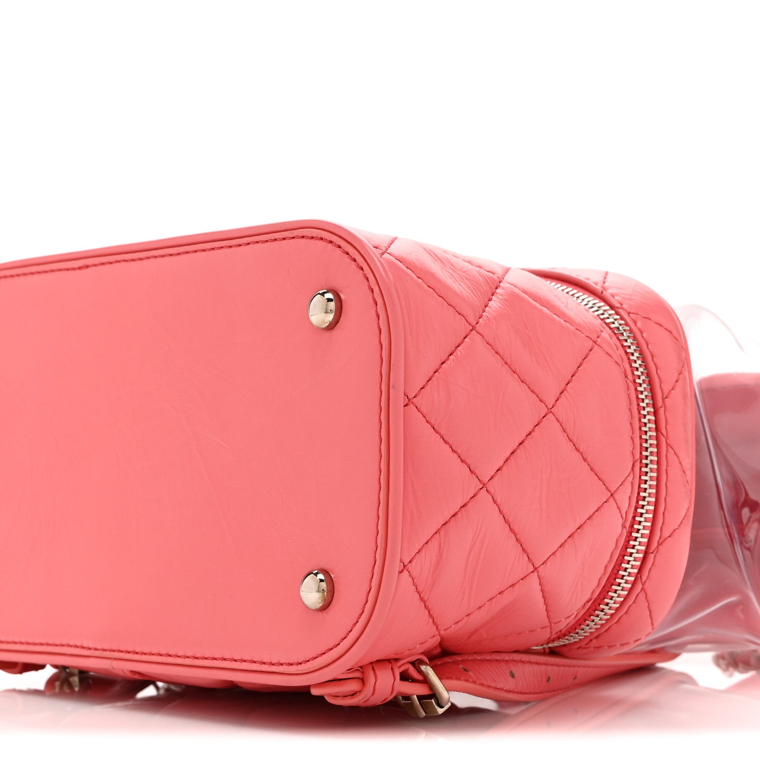 Crumpled Calfskin PVC Quilted Backpack Pink