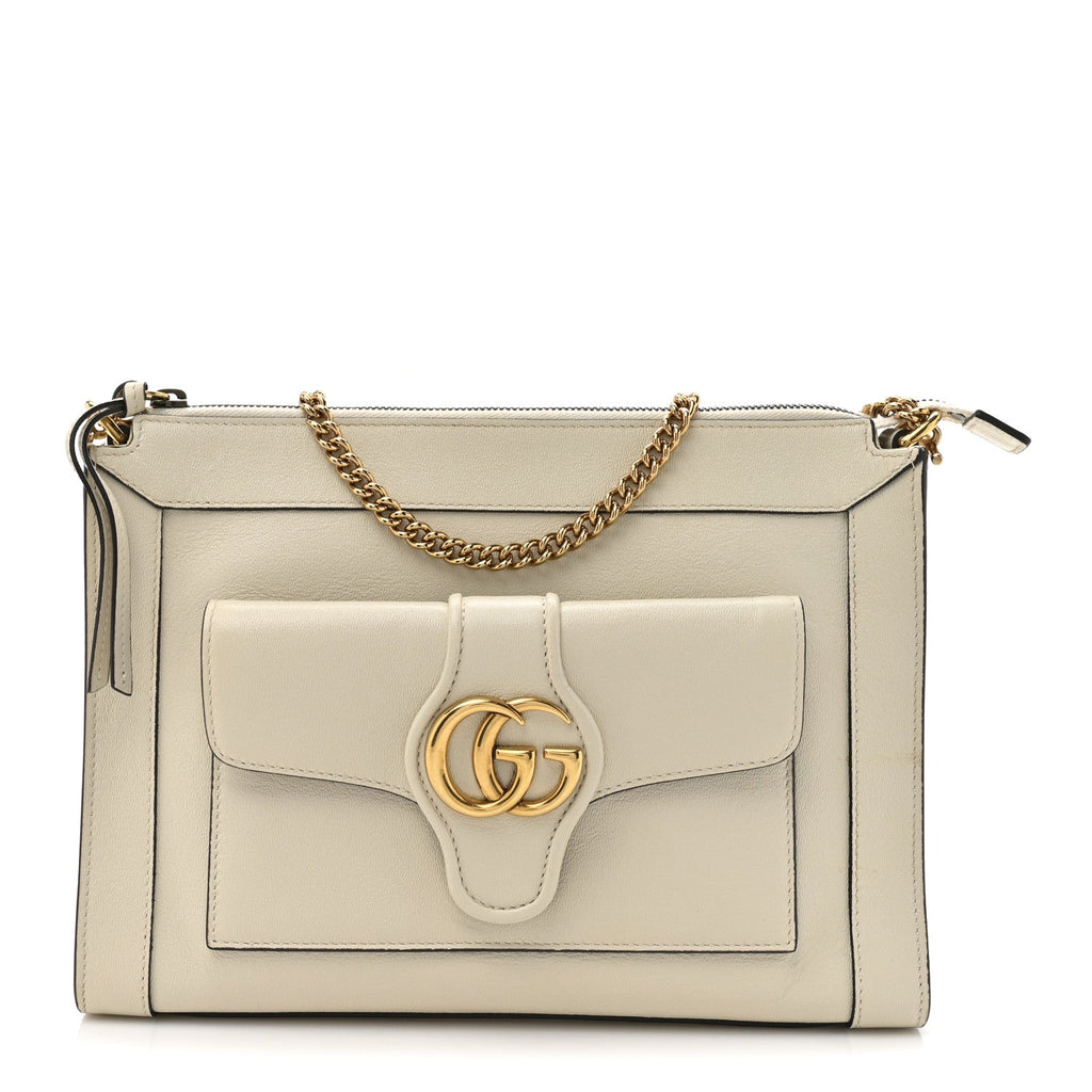 New Sakai Calfskin Lux Dahlia Chain Shoulder Bag Mystic White