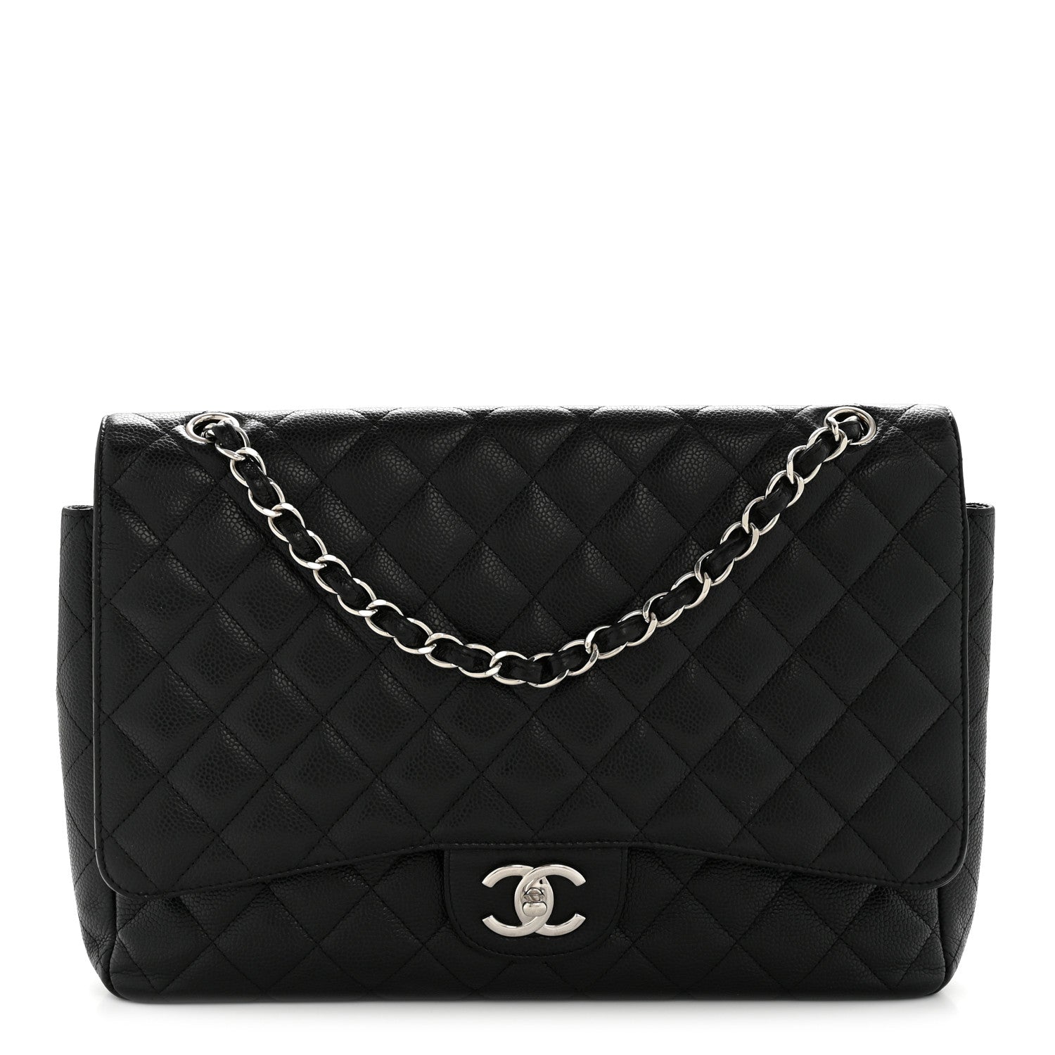 Caviar Quilted Maxi Double Flap Black