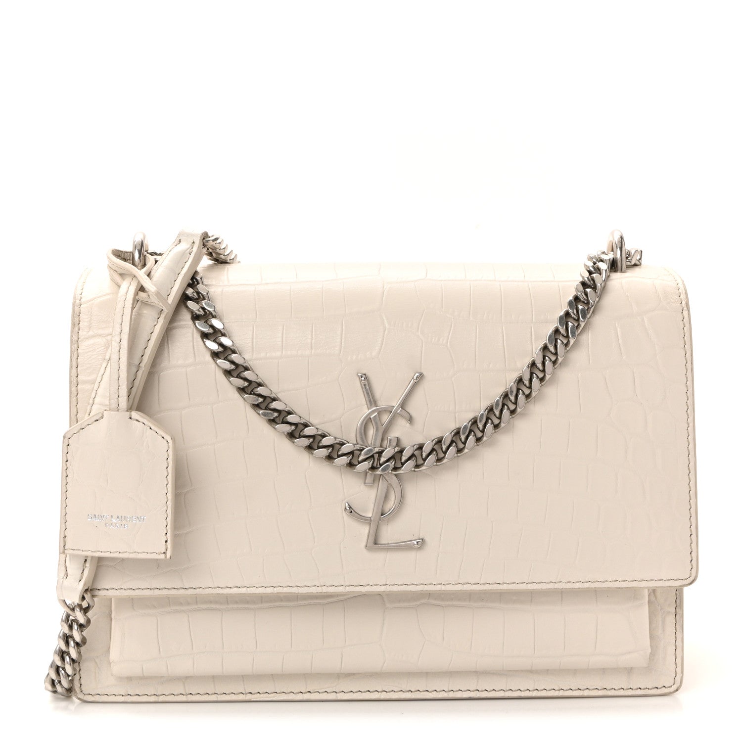 Calfskin Crocodile Embossed Medium Monogram Sunset Blanc Vintage