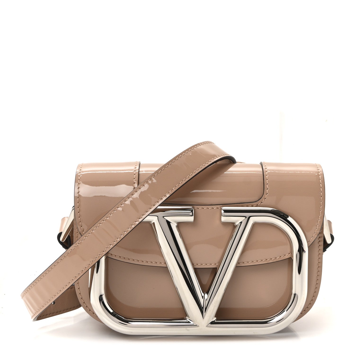 Patent Small Supervee Crossbody Bag Rose Cannelle