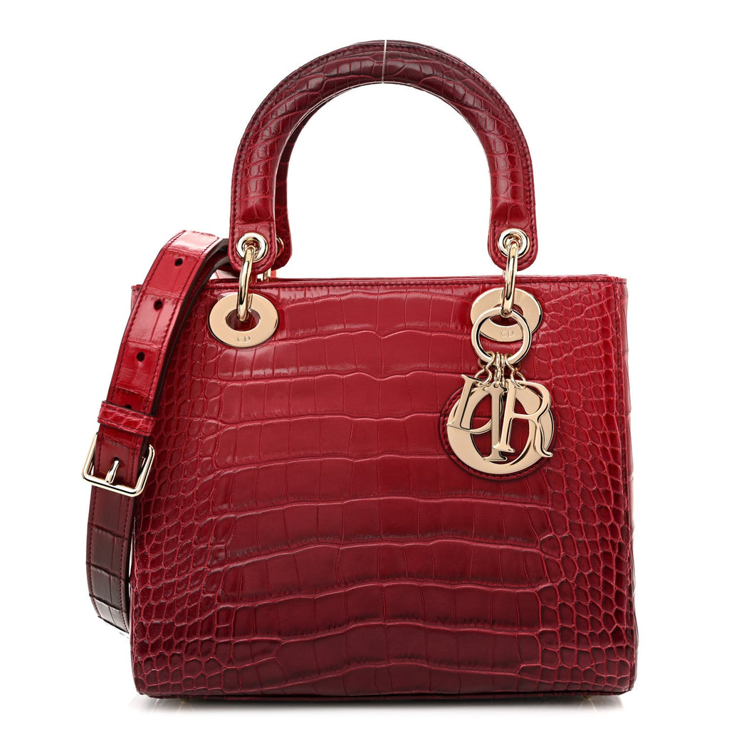 Alligator Gradient Medium Lady Dior Red