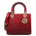 Alligator Gradient Medium Lady Dior Red
