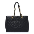 Caviar Quilted Grand Shopping Tote GST Black