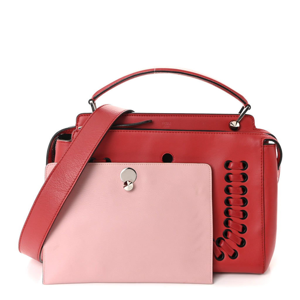 Vitello Baltico Dolce Shiny Nappa Lace Up DotCom Satchel Red