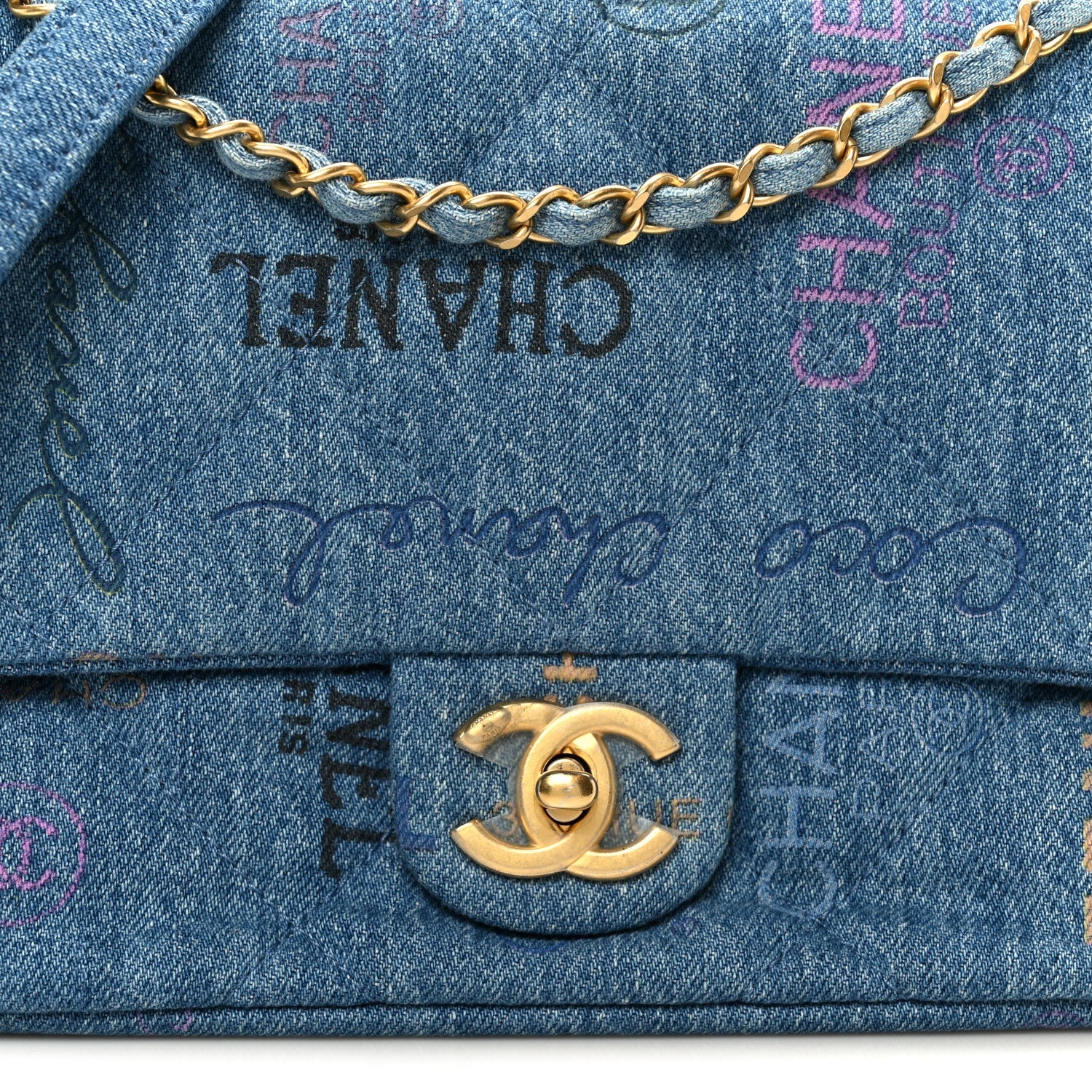 Denim Quilted Denim Large Mood Flap Blue Multicolor