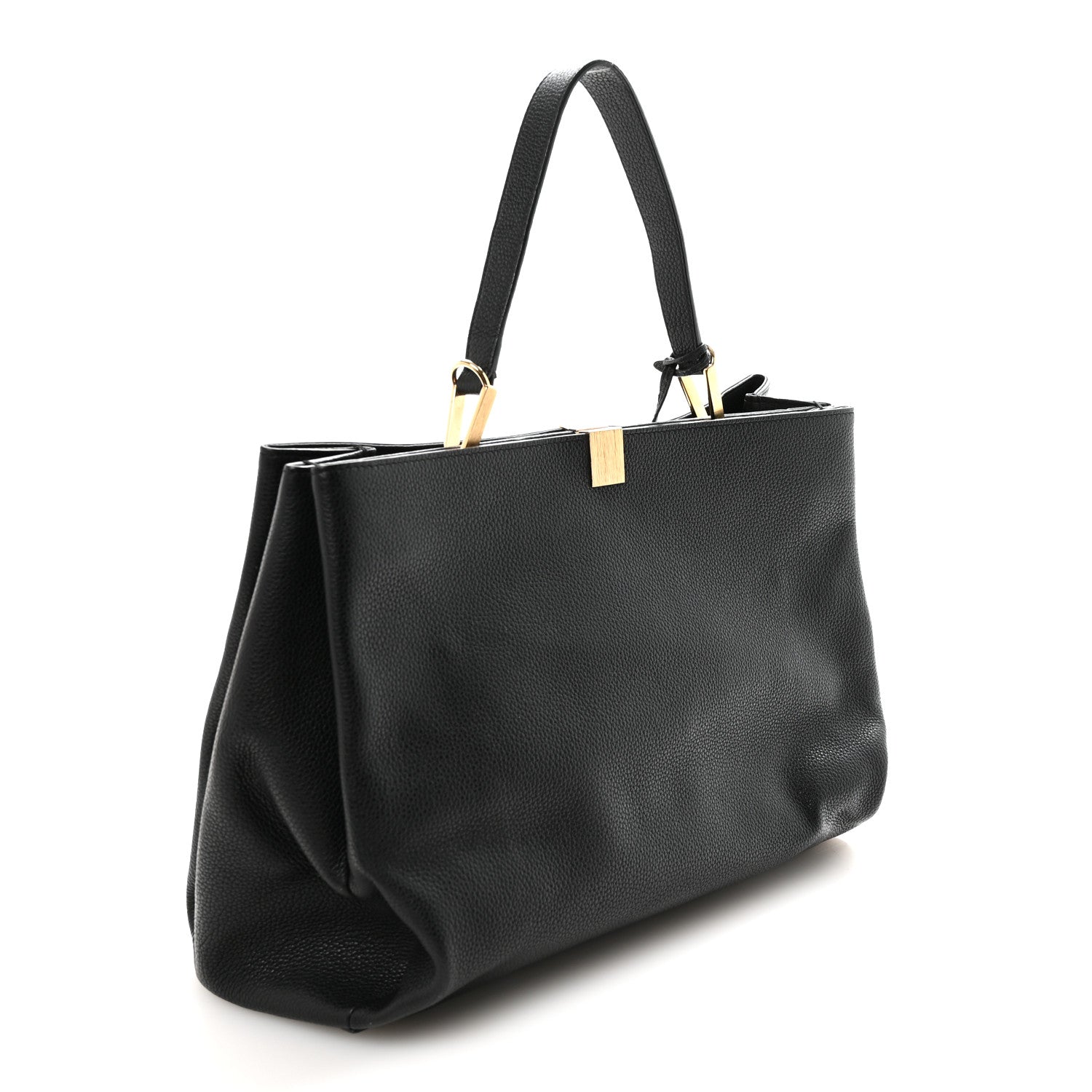 Calfskin Le Dix Soft Cabas M Shoulder Bag Black