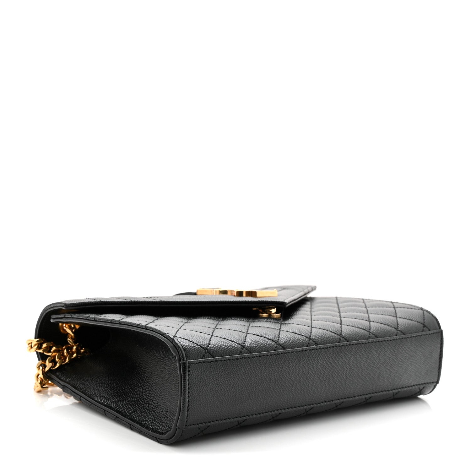 Grain De Poudre Textured Mixed Matelasse Triquilt Medium Monogram Satchel Black